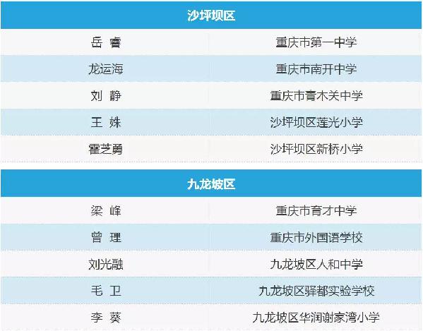 重庆2017年百名中小学优秀班主任获奖名单出