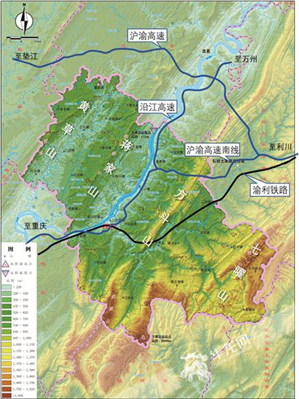 丰都县地形图. 重庆市规划局供图 华龙网发图片