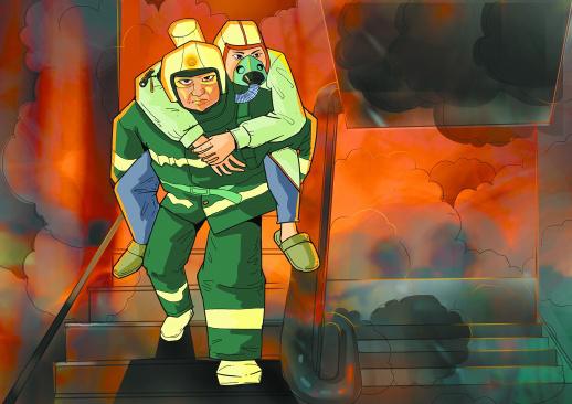 【永恒的瞬间·湖南公安英雄故事漫画】廖仲国大火中勇救被困者