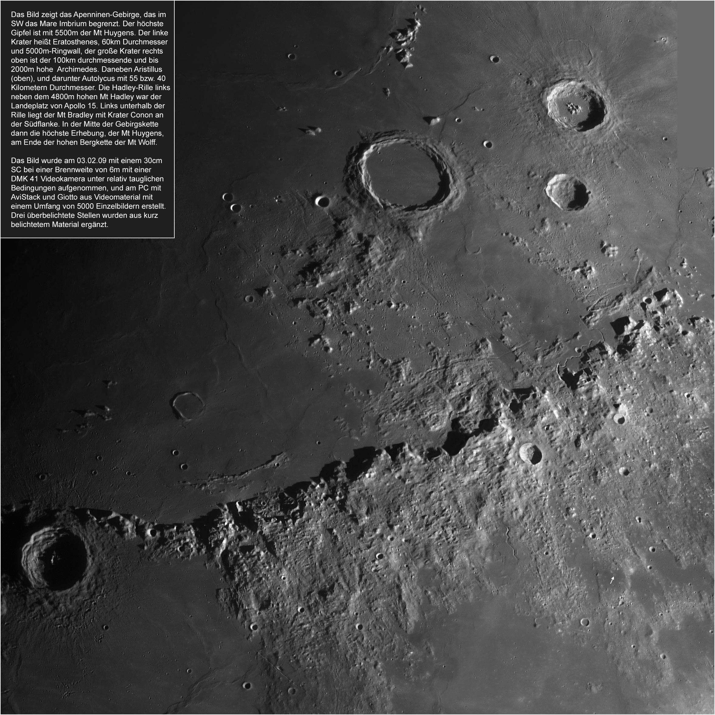 从1609年,伽利略用自制的望远镜观察到月球的高山凹地起,科学家就开始