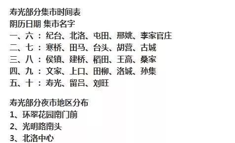 寿光赶集时间地点大汇总快收藏