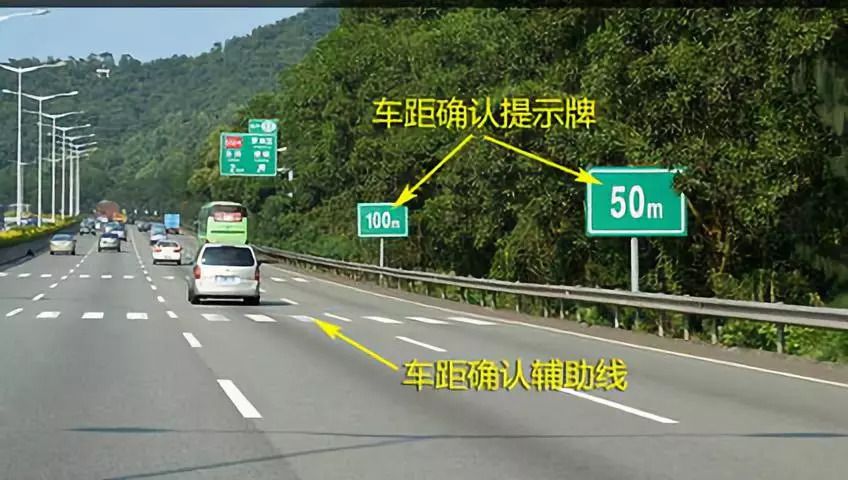 参照车速:高速行车,即车速在100km/h以上时,安全车距在100米以上.